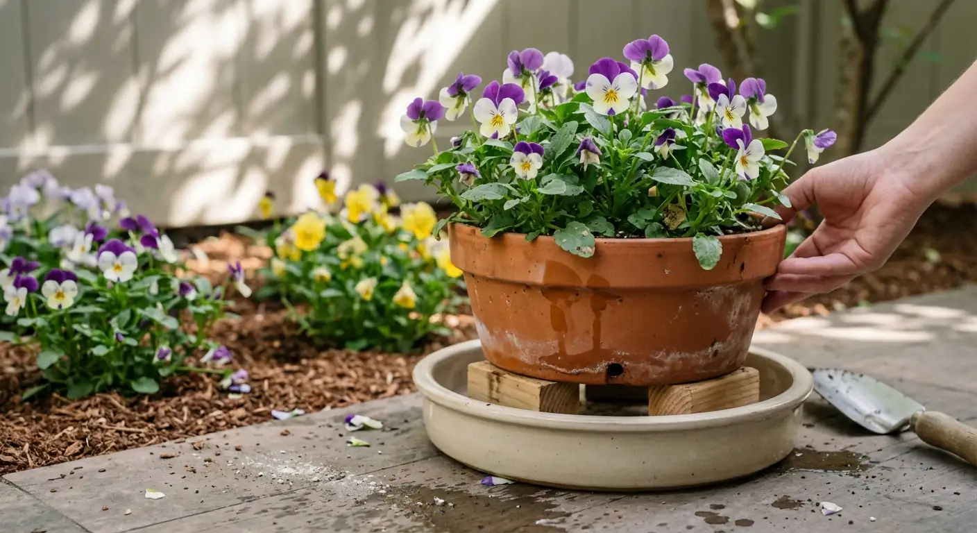 pansy clay pot pot feet