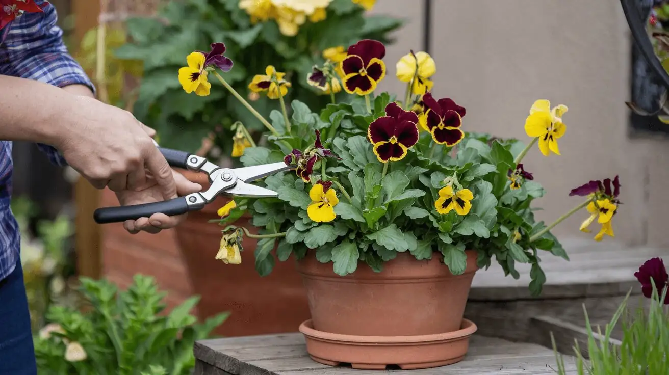 pansy deadheading hand pruning