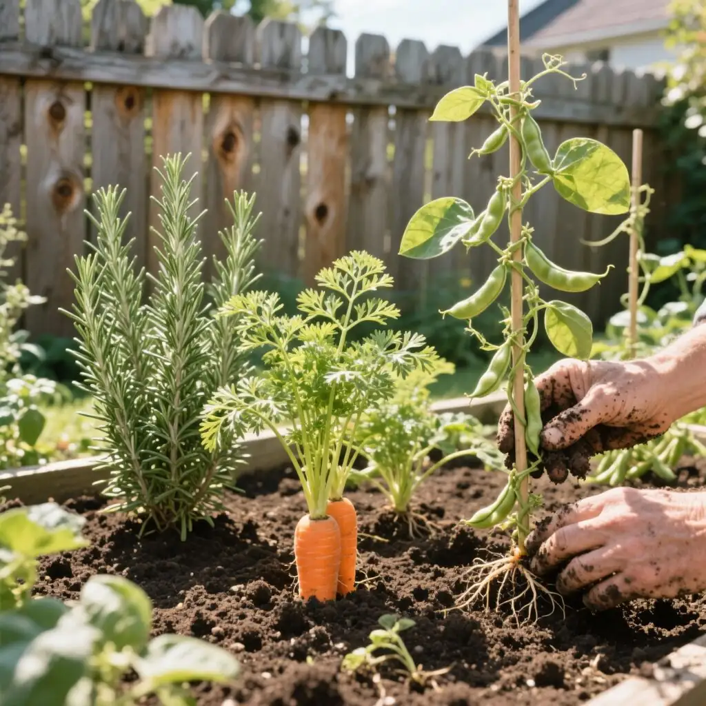 rosemary with carrots and beans