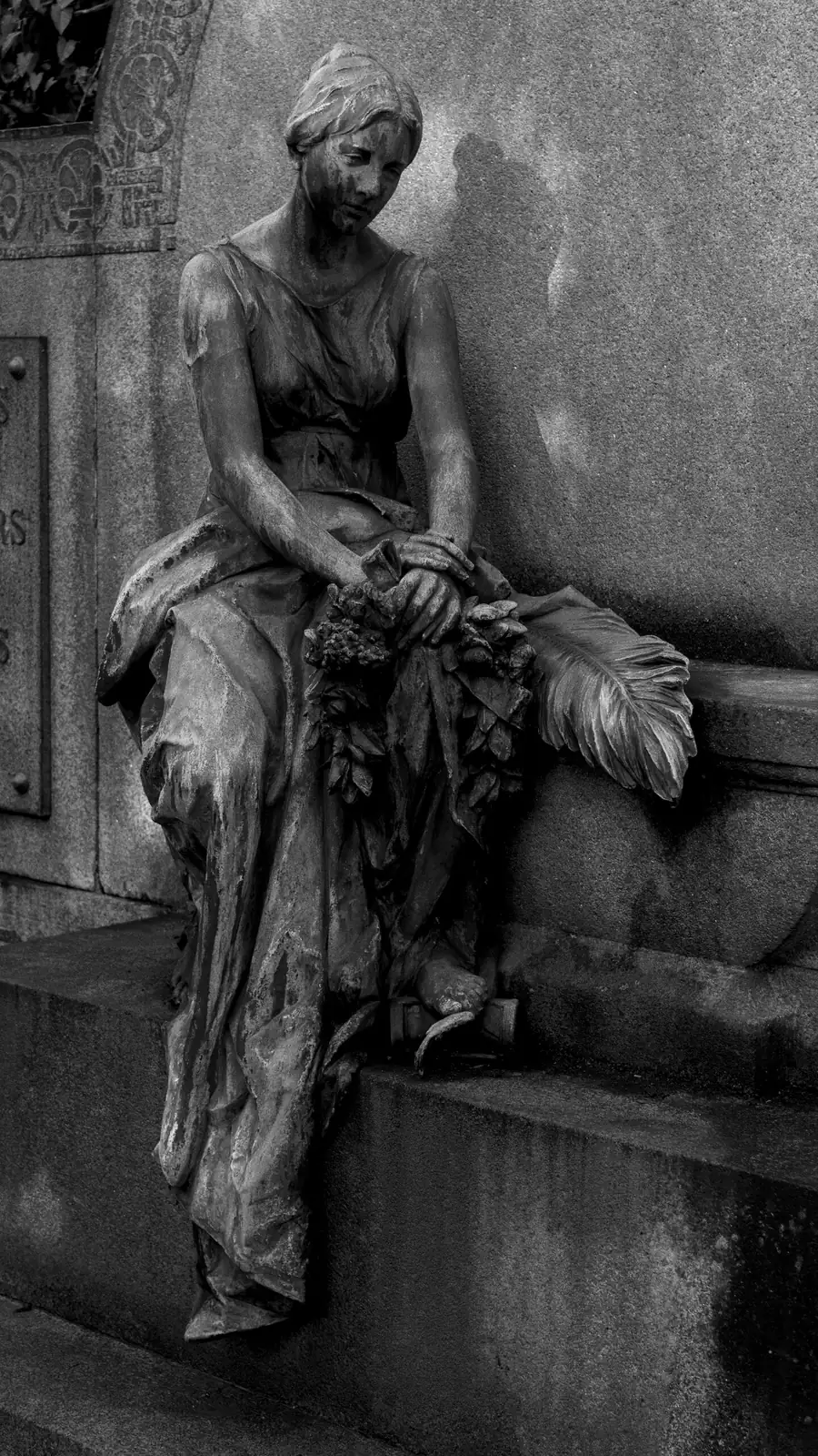 rosemary garland on ancient statue