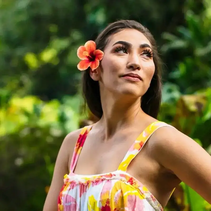 hibiscus behind ear Hawaii beach