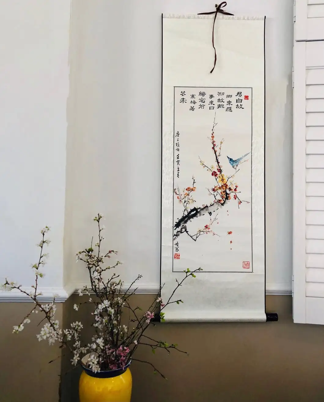 plum blossom ink painting scroll