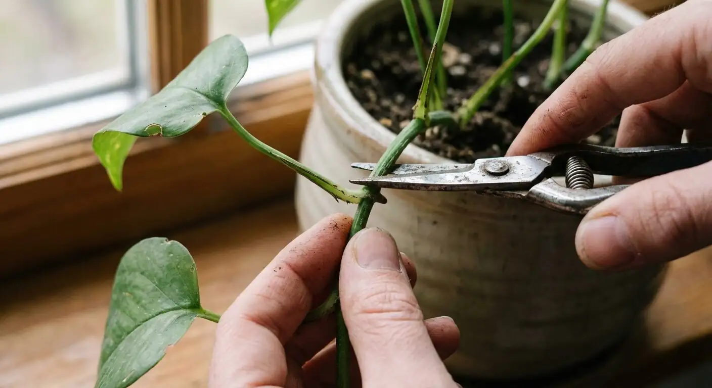 tradescantia zebrina pinching node close-up