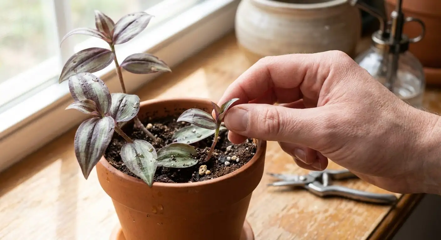 tradescantia zebrina pinching tips hands