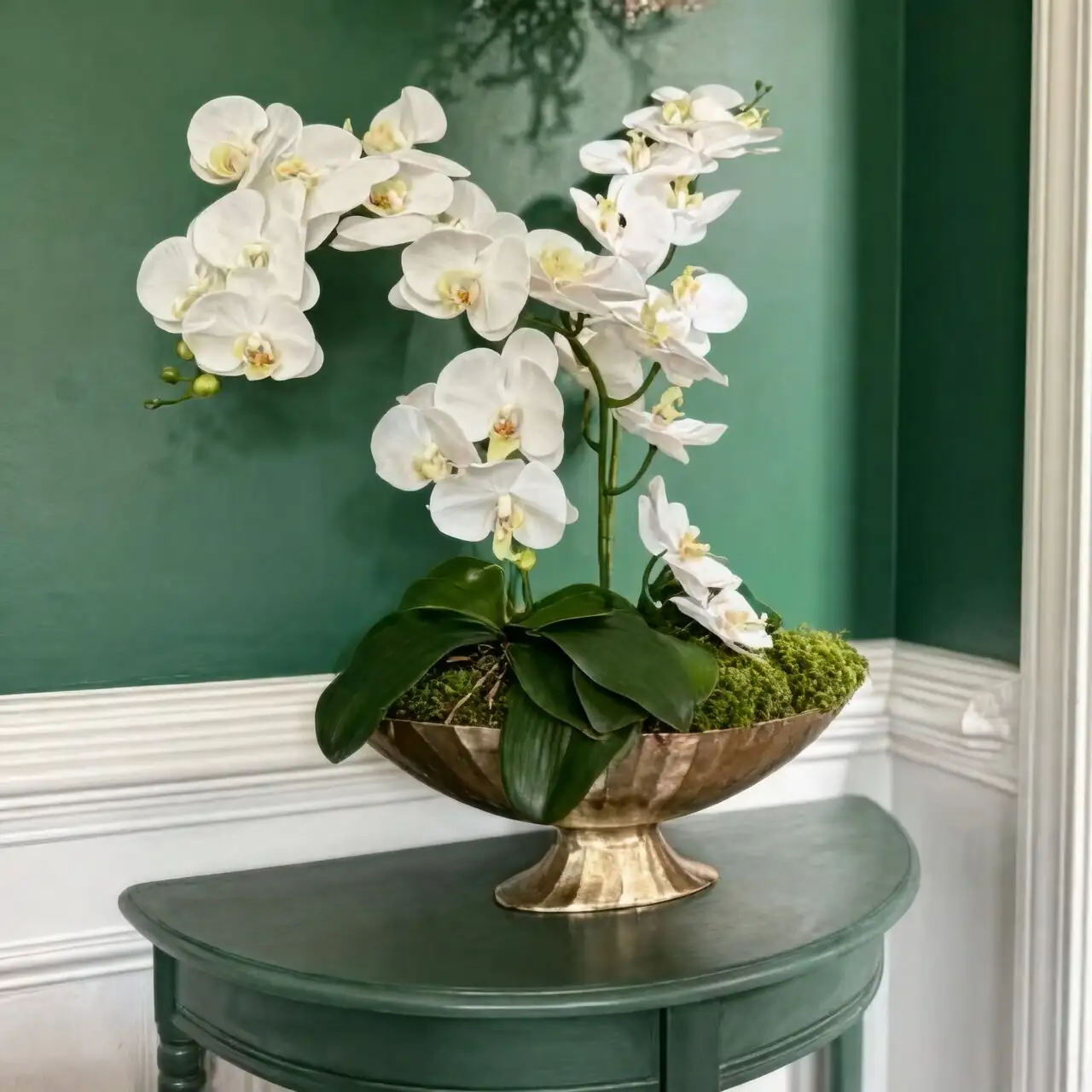 oncidium pedestal bowl centerpiece moss