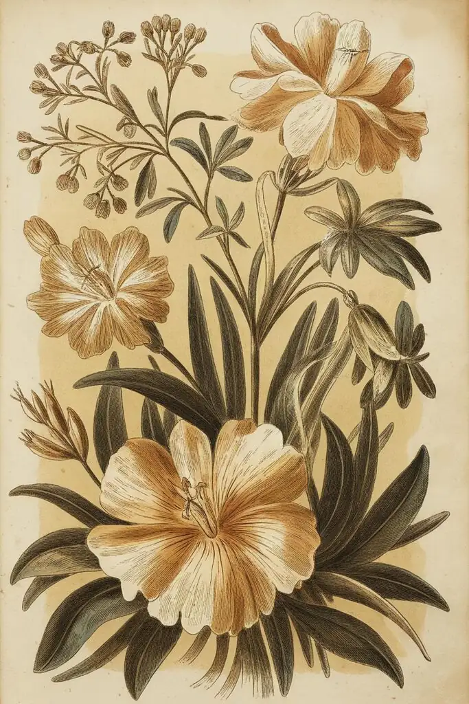 freesia botanical illustration vintage