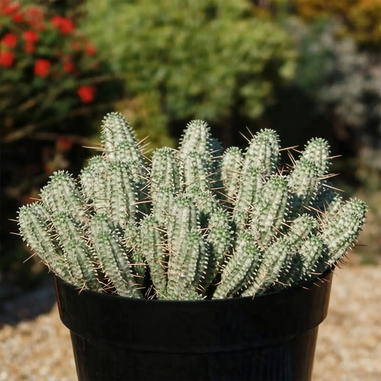 Euphorbia mammillaris tall urn entryway