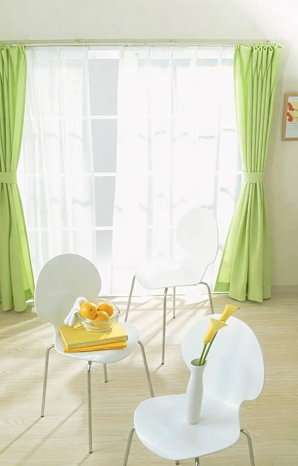 calla lilies on sideboard bright room