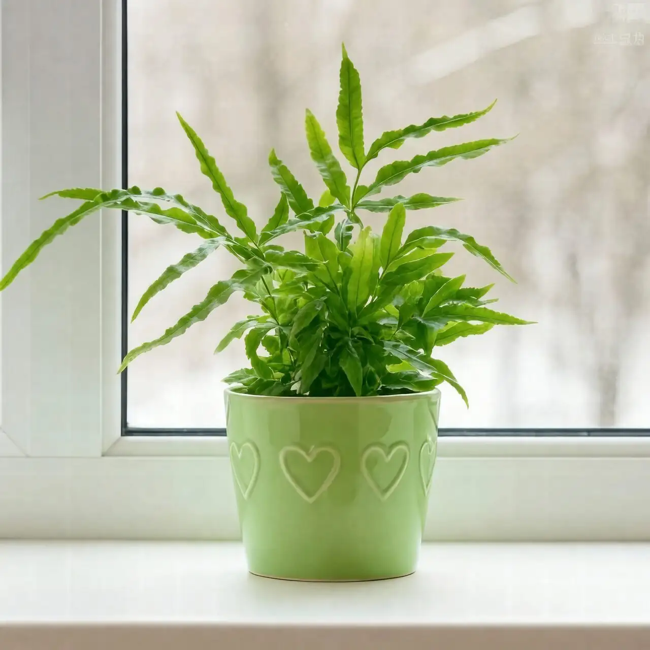 chinese brake fern near sheer window
