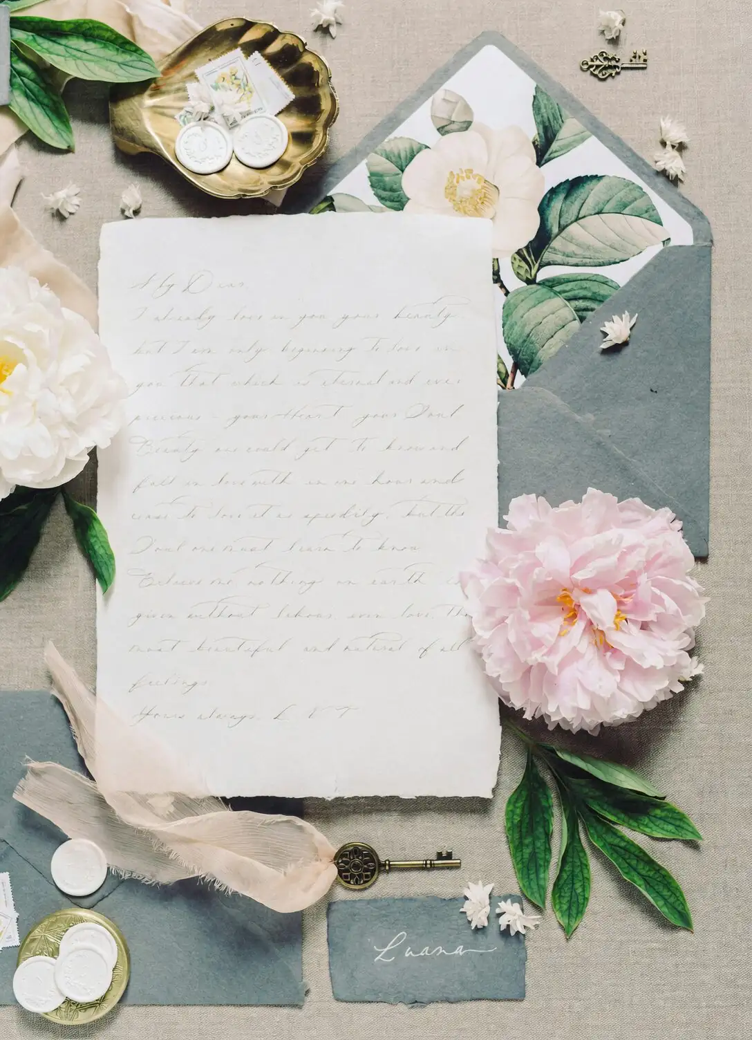 victorian peony botanical card