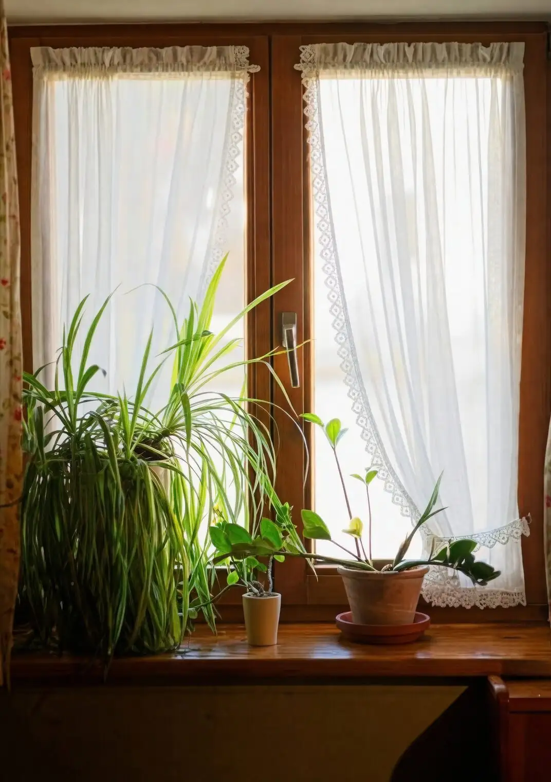 zebra plant east window sheer curtain
