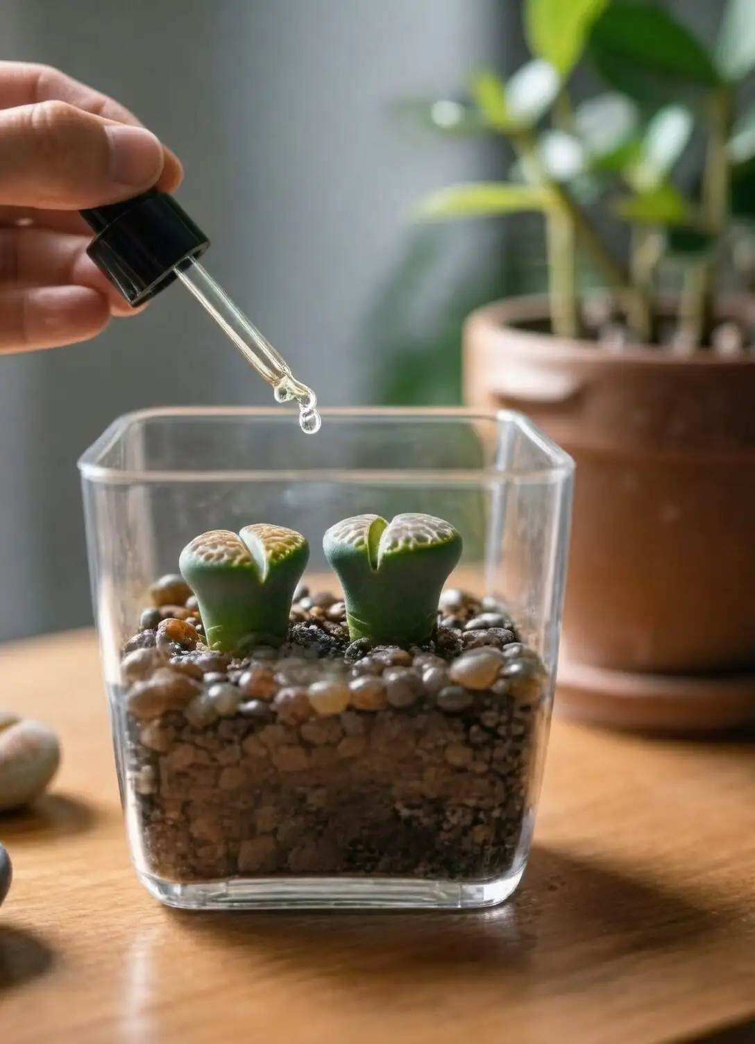 lithops wrinkled bodies watering dropper