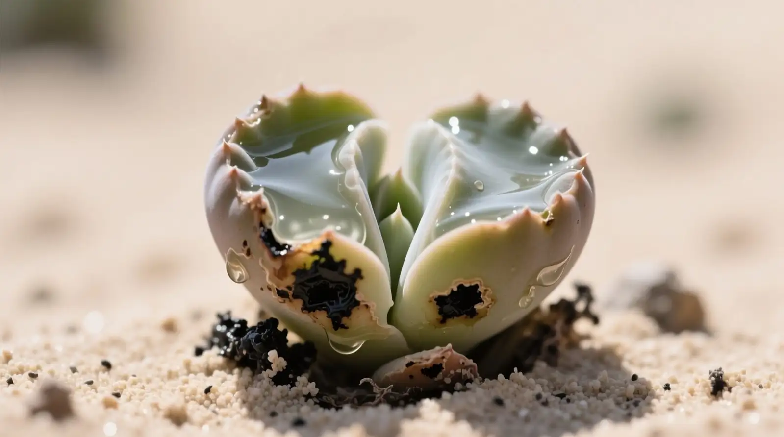 lithops rot translucent leaves close-up
