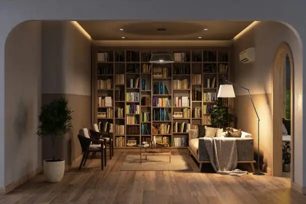 parlor palm on bookshelf living room