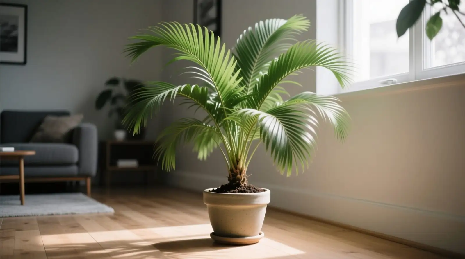 parlor palm living room bright corner