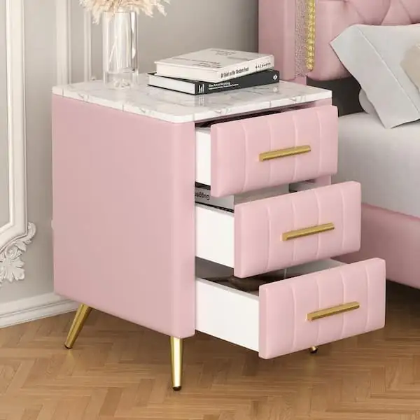 pink quill wood gray metal stand