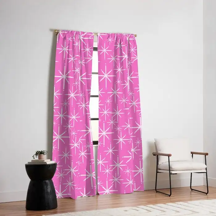 pink quill bright window sheer curtain