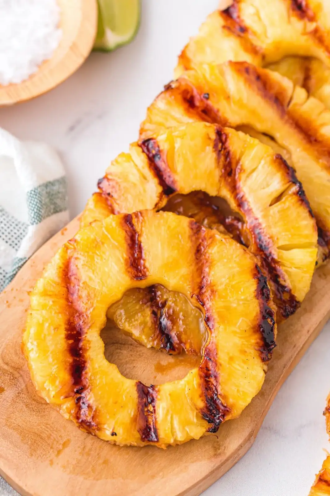 grilled pineapple rings on grill