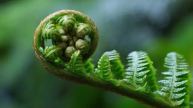 fern aphids on frond close-up