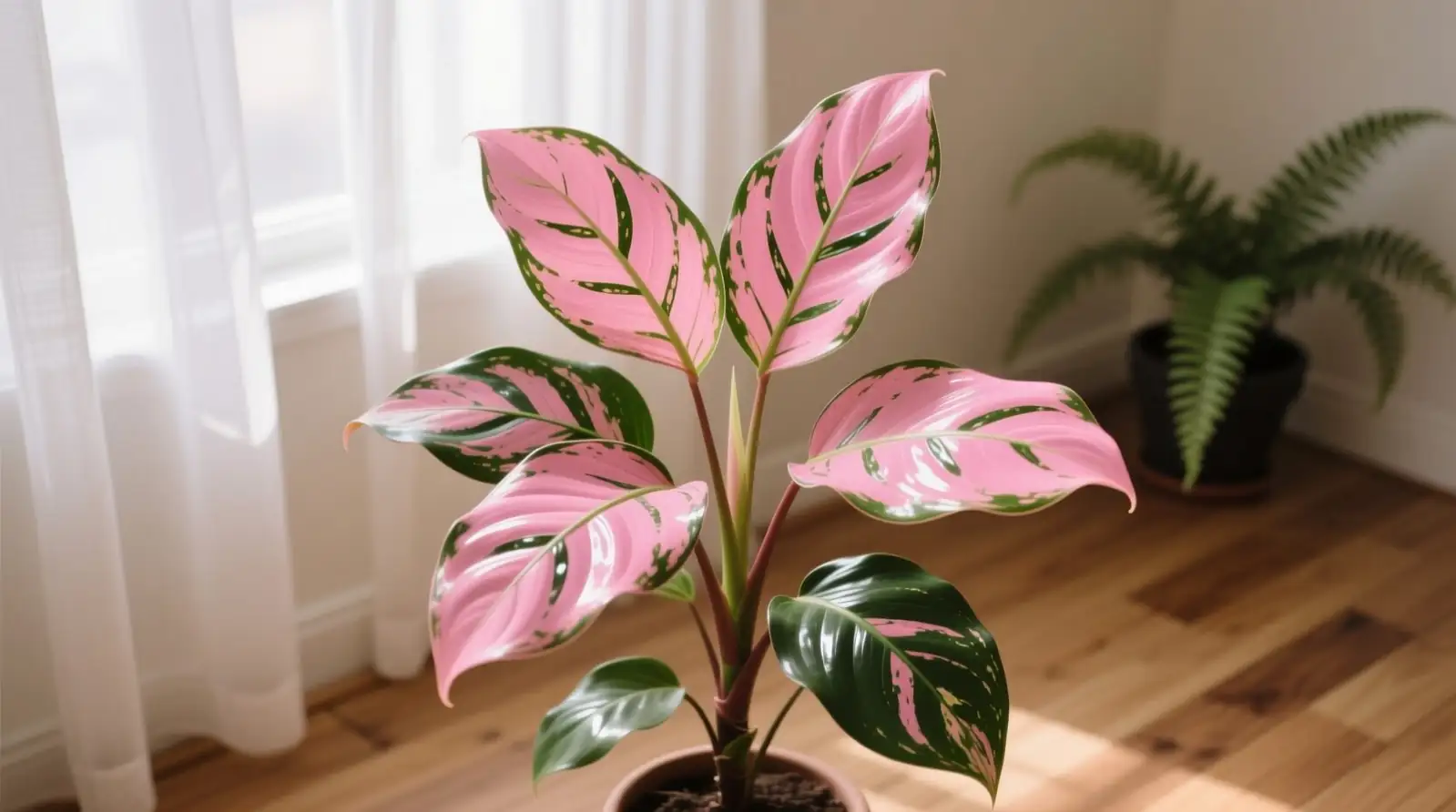 Calathea roseopicta humidifier east window