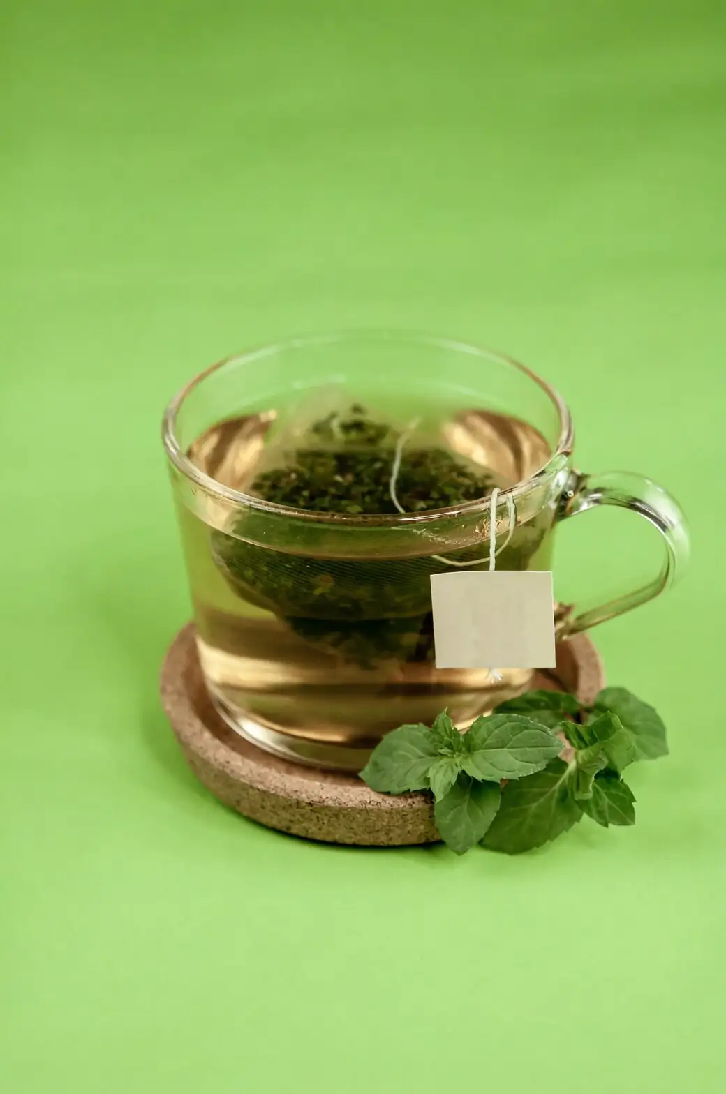 peppermint tea in glass cup