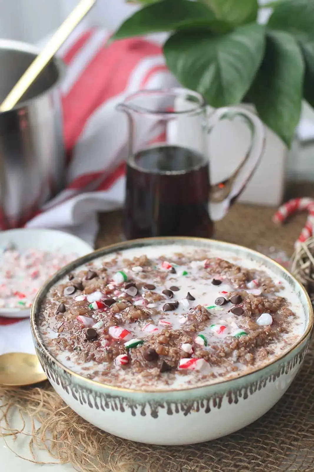 peppermint rice porridge bowl