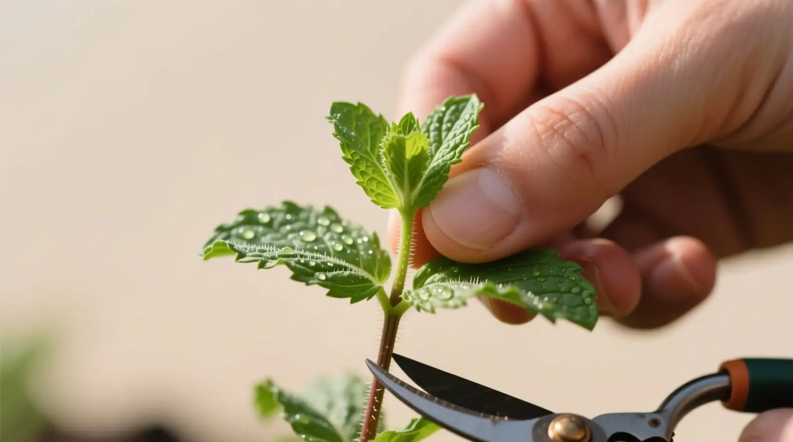 peppermint pinch pruning hands