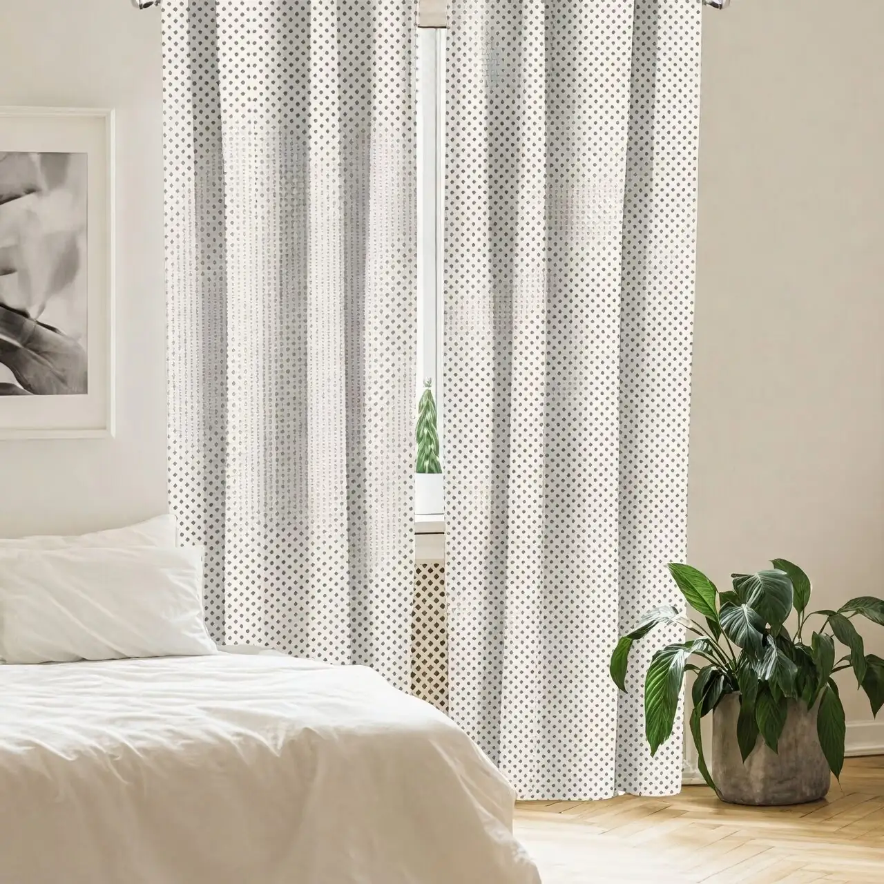 polka dot plant east window sheer curtain