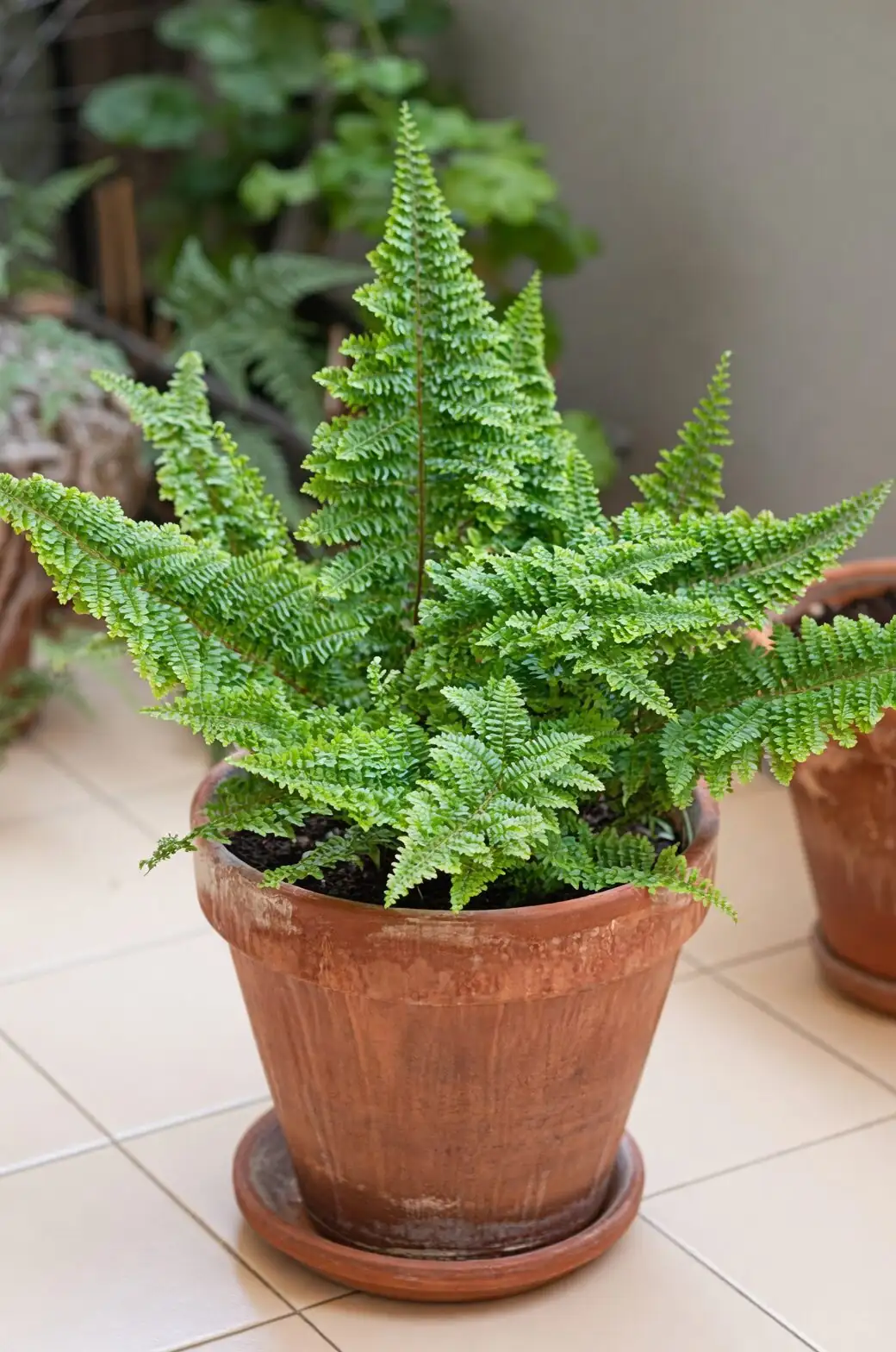 rattlesnake plant with boston fern