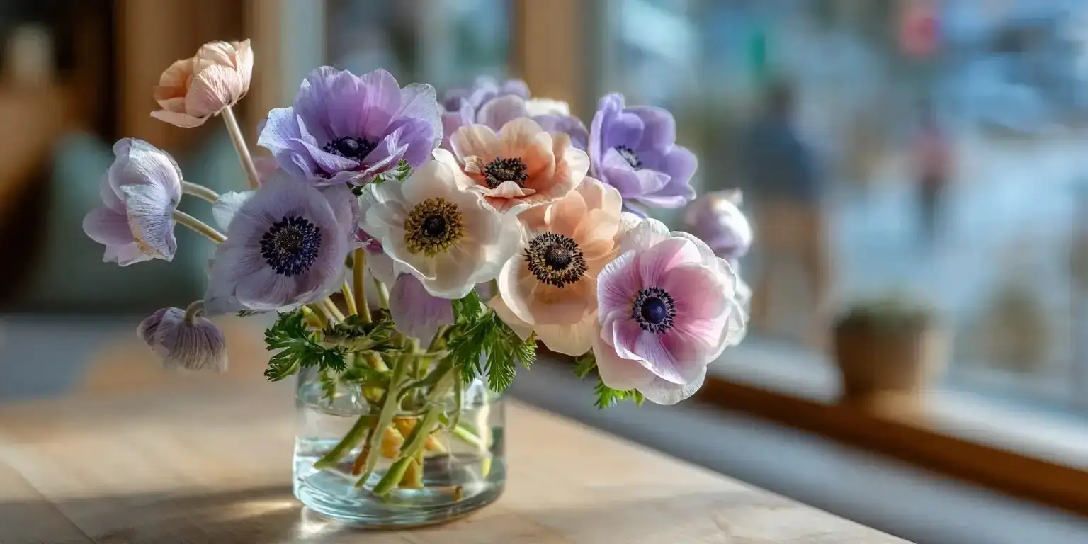 anemone coronaria cut flowers vase