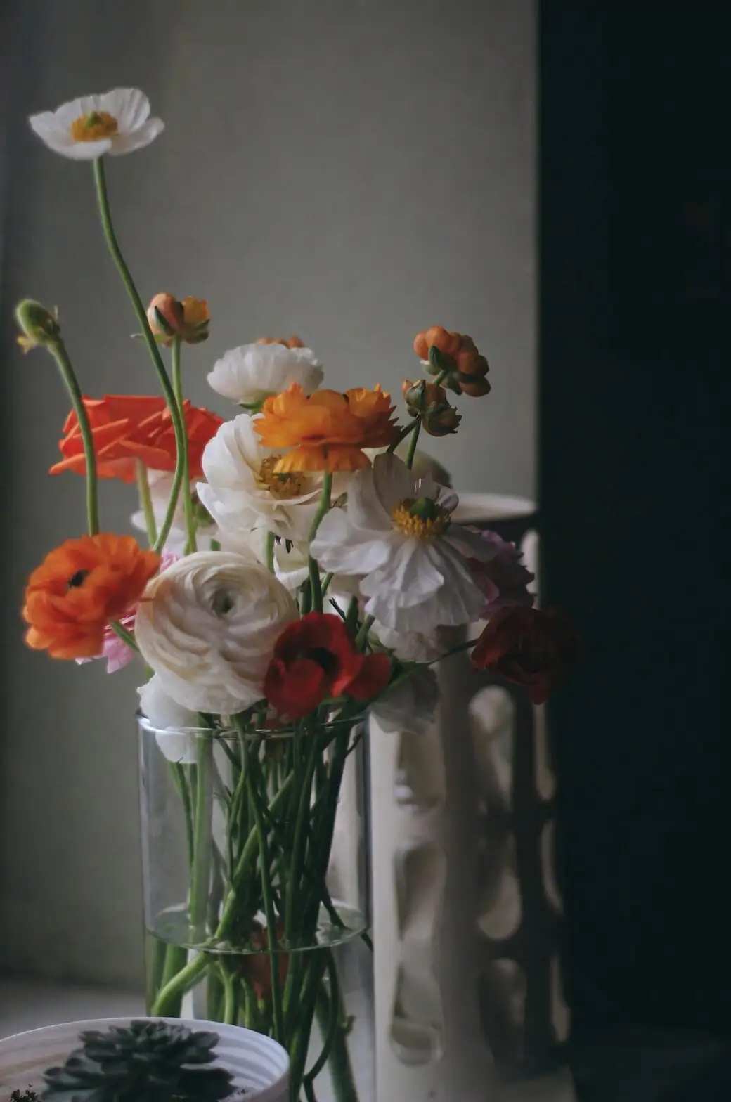 poppy anemone bouquet fruit bowl