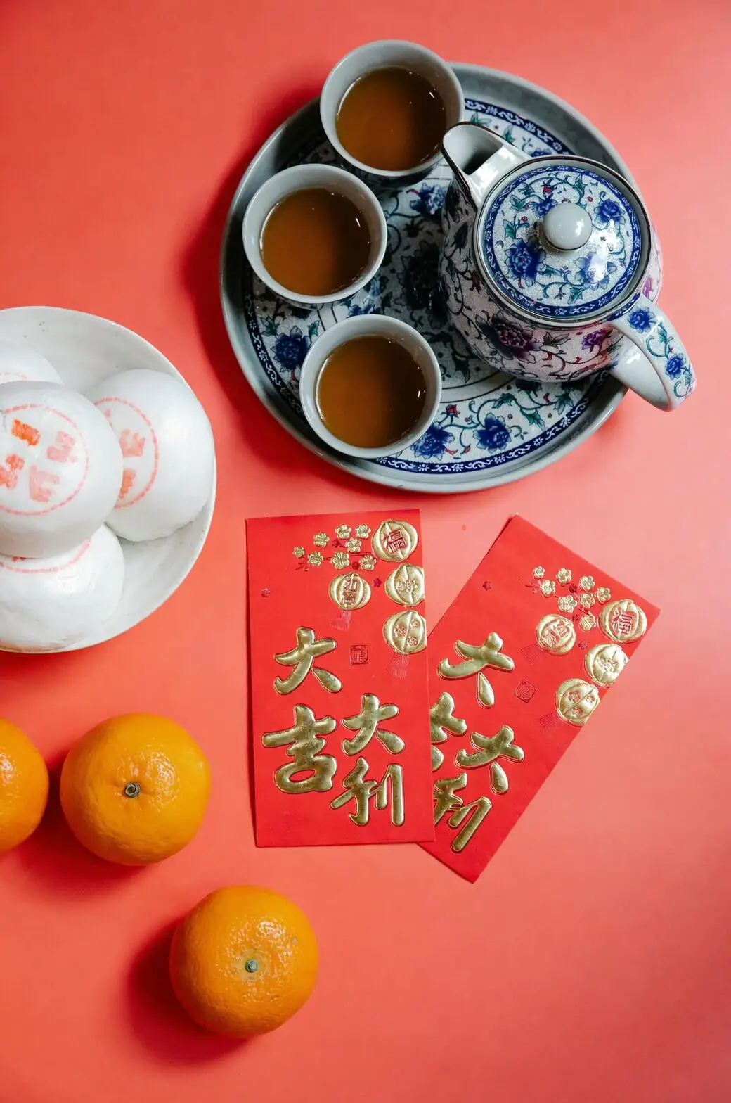 kumquat with red envelopes decor