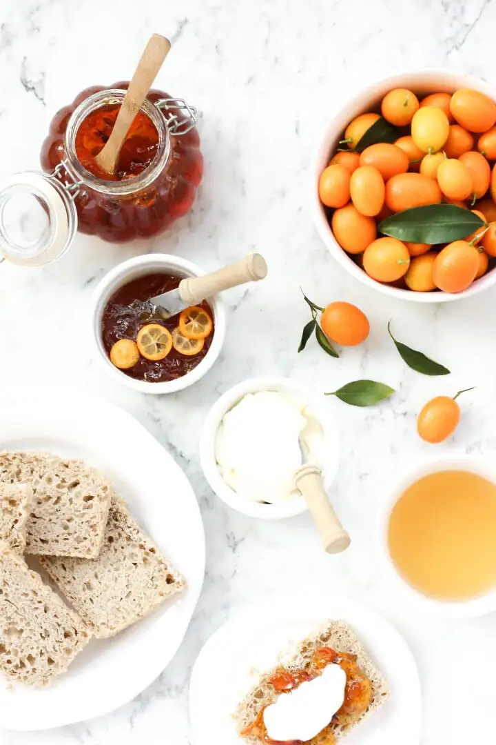kumquat marmalade jar on toast