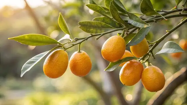 kumquat fruit branch close-up