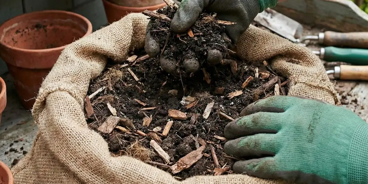 anthurium potting mix ingredients flat lay