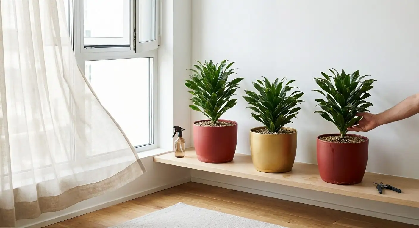 Echeveria Red Taurus trio on shelf