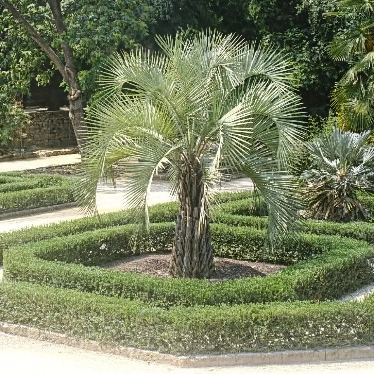 Butia odorata leaf arch close-up