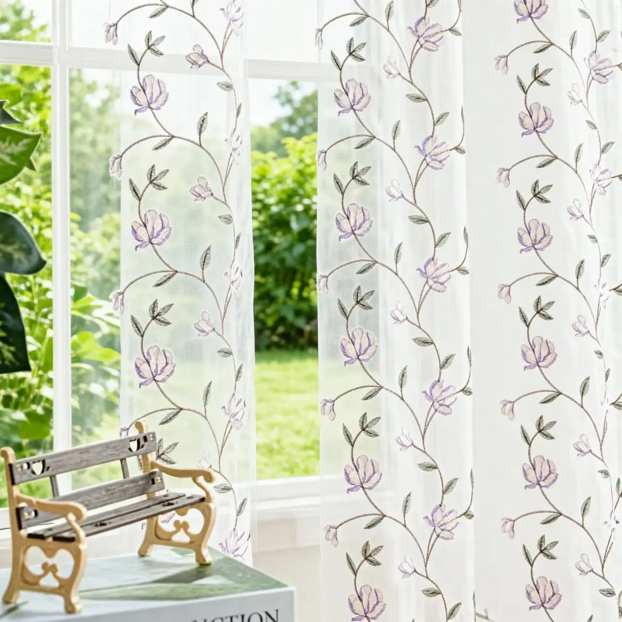 Persian violet window sill sheer curtain