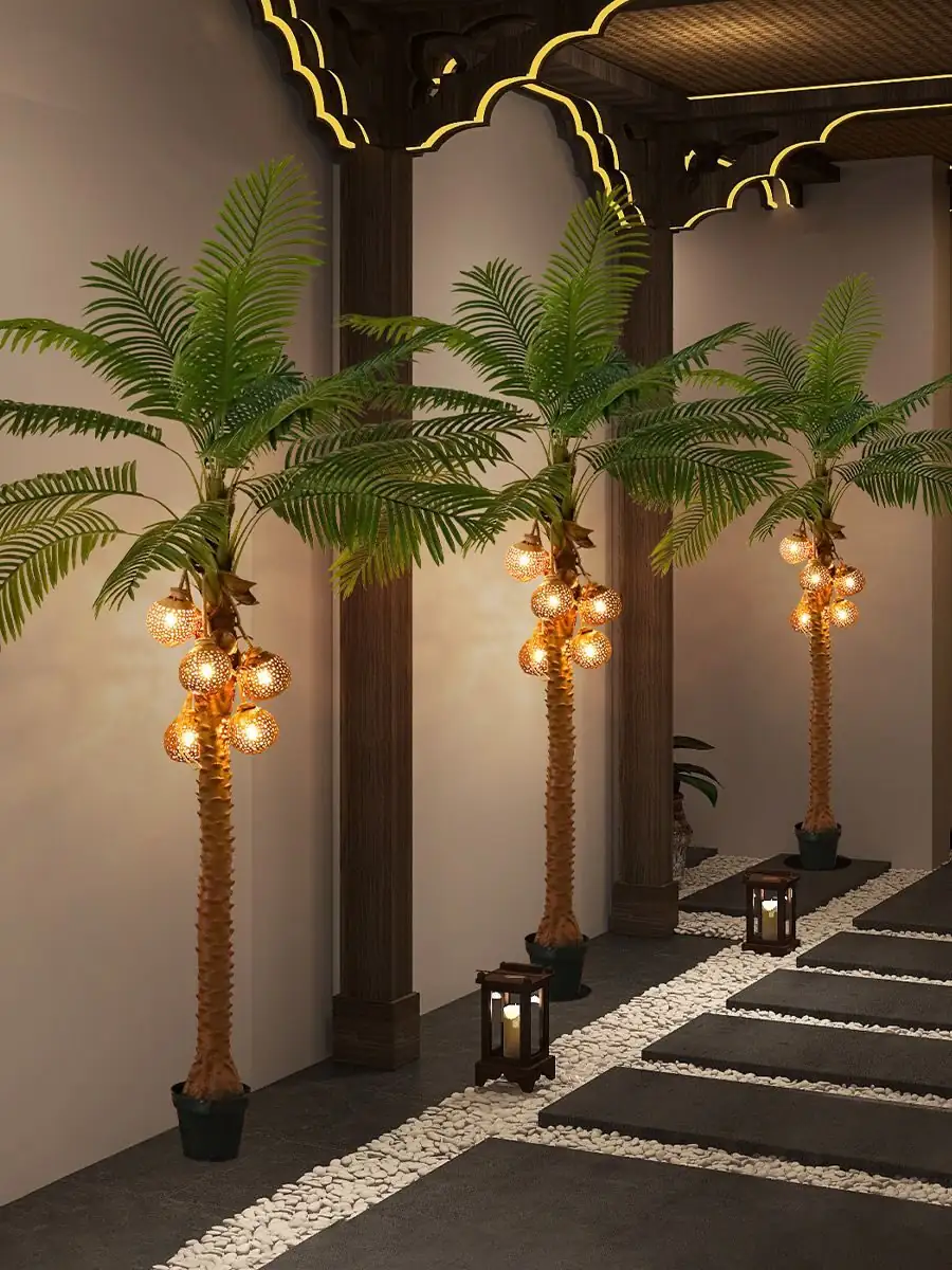 cardboard palm uplight night interior