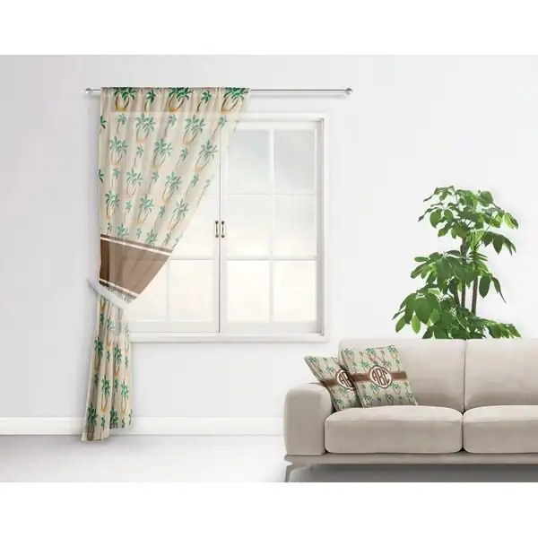 cardboard palm balcony sheer curtain
