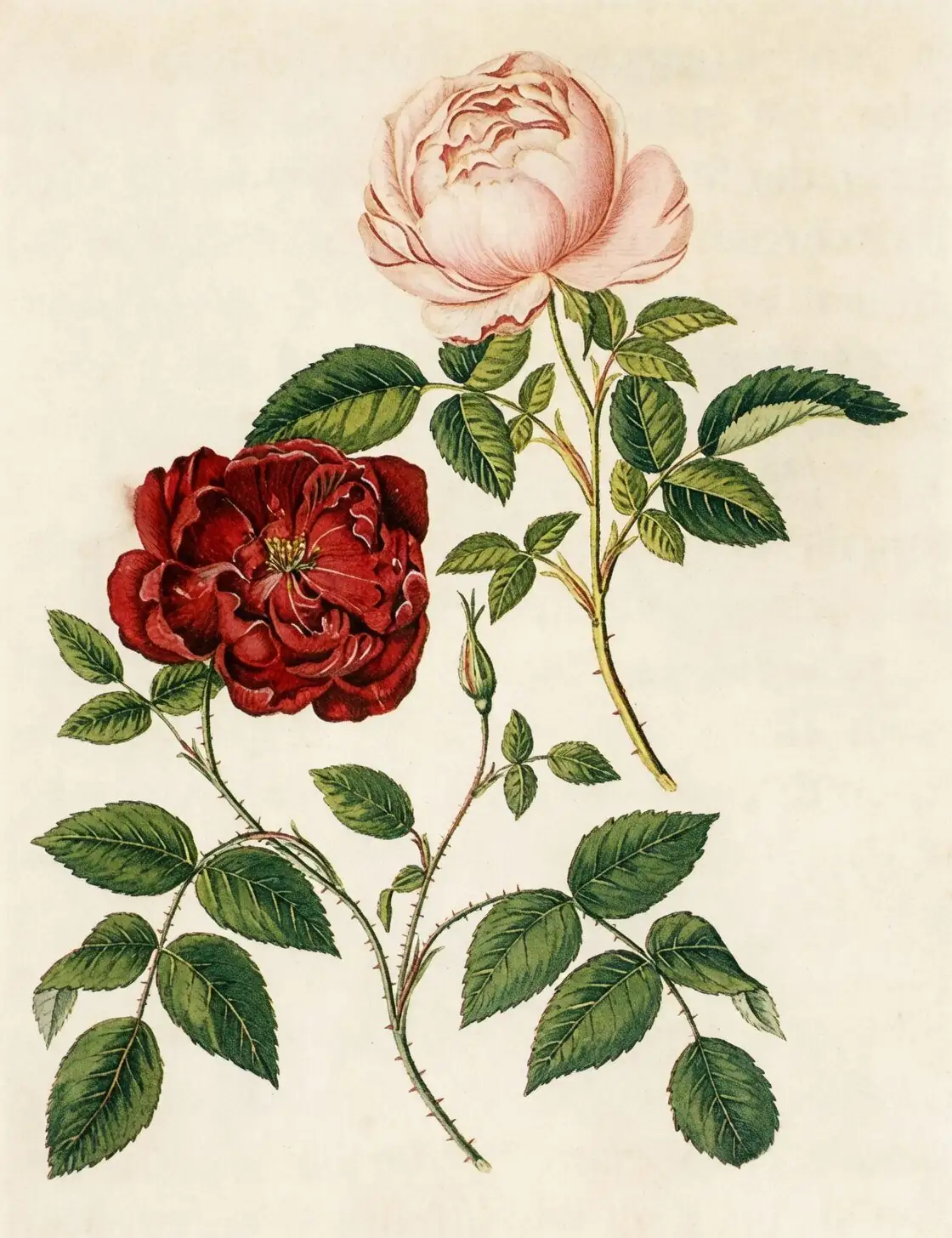 Rosa chinensis botanical illustration 18th century