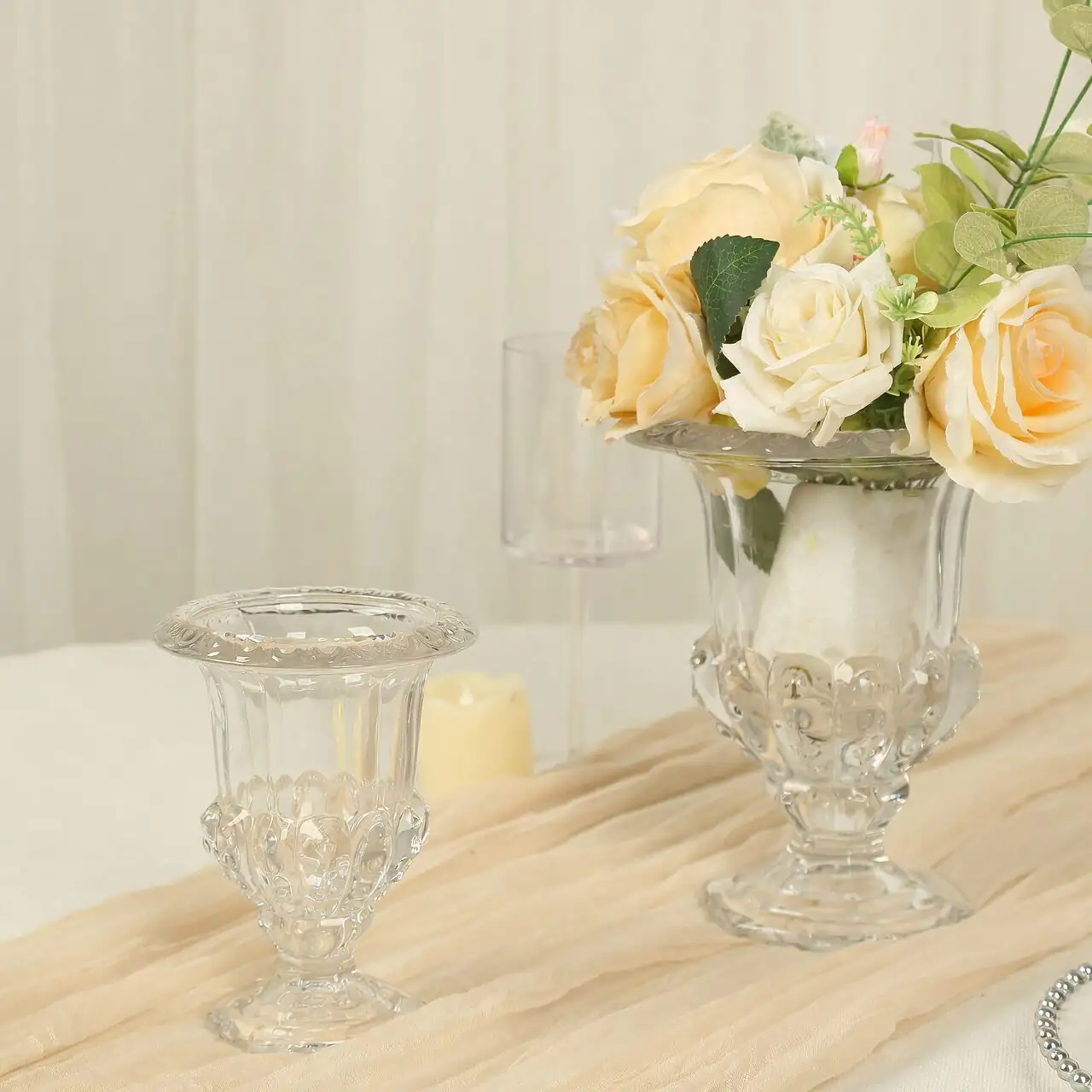 miniature rose cut flowers glass vase dining table