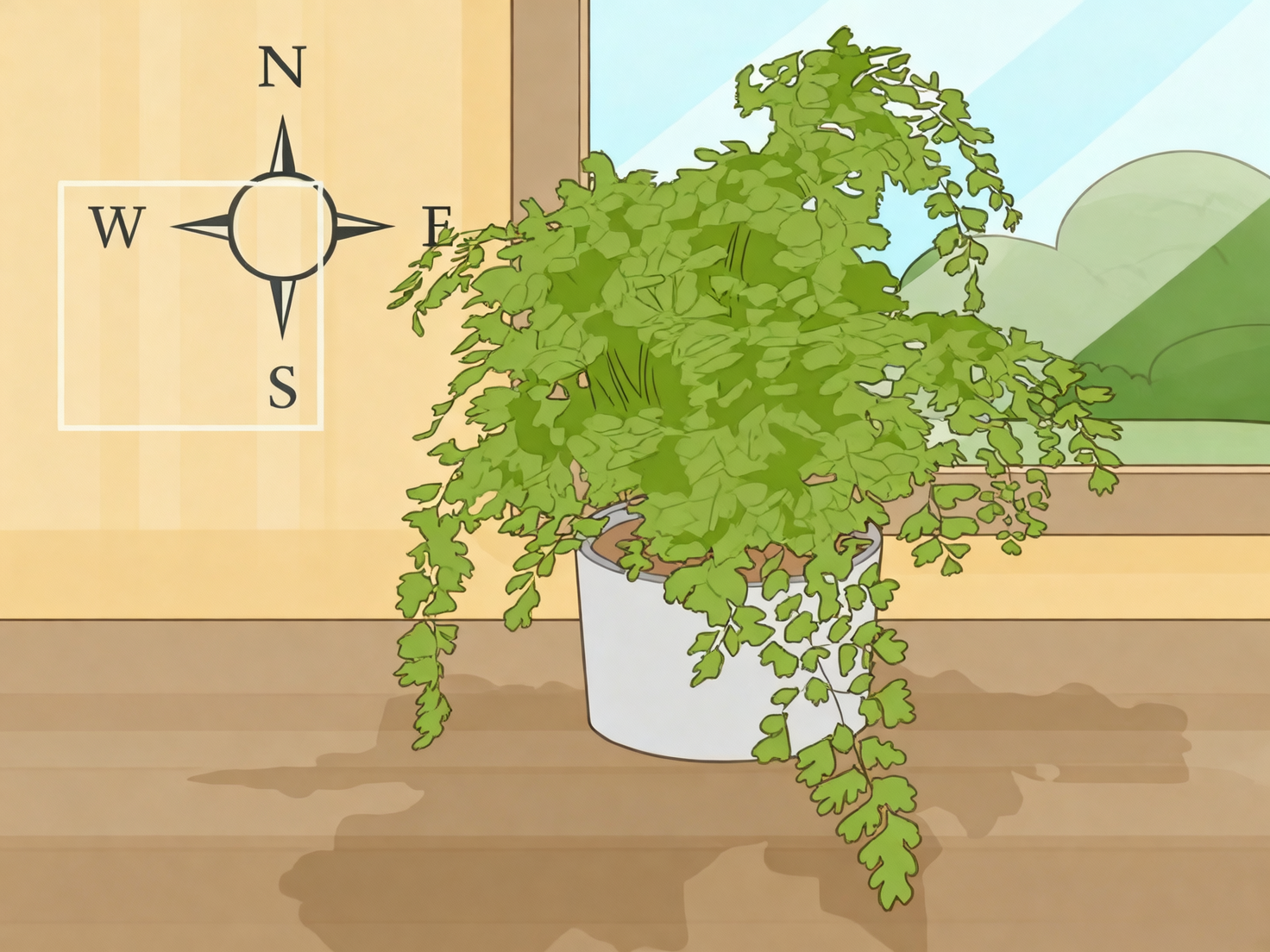 maidenhair fern indirect light window