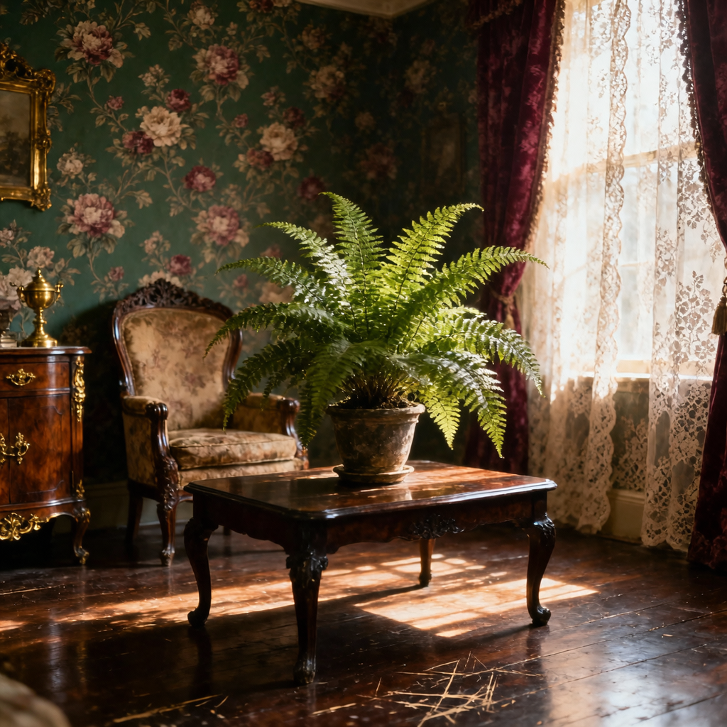 Salotto vittoriano con felce capelvenere