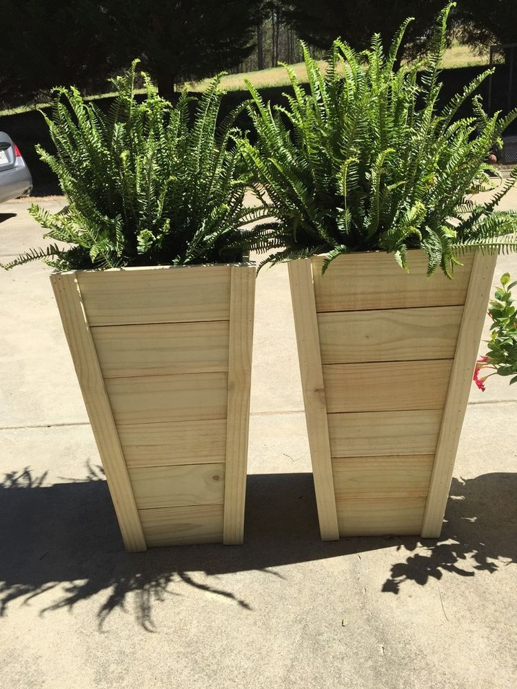 wooden plant pot outdoor