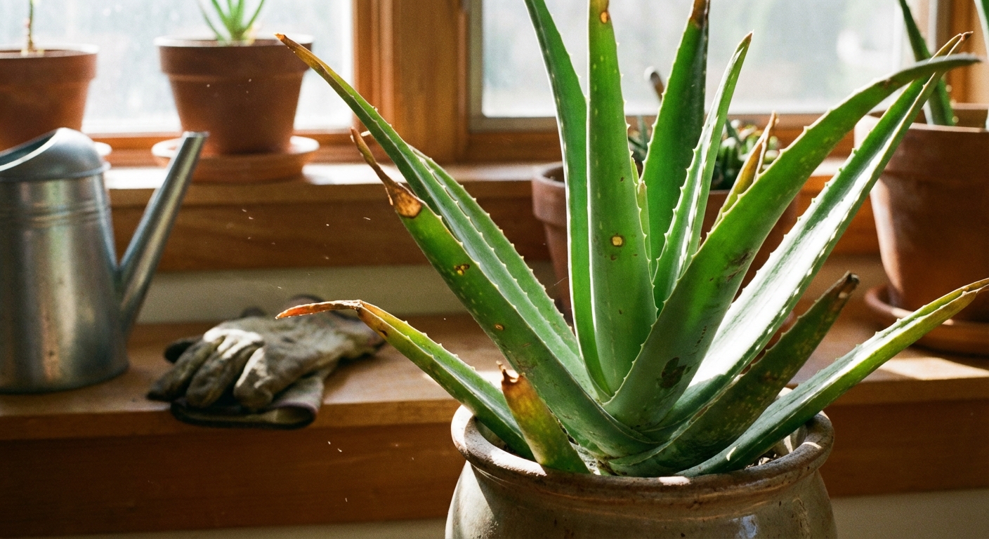 aloe vera pot close-up