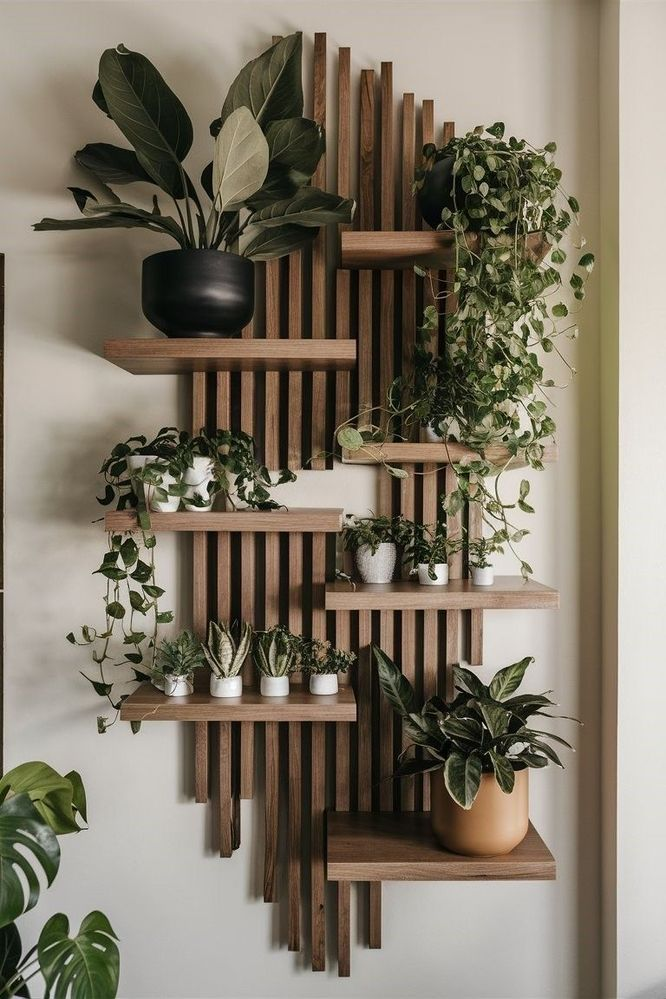 wall-mounted plant shelves