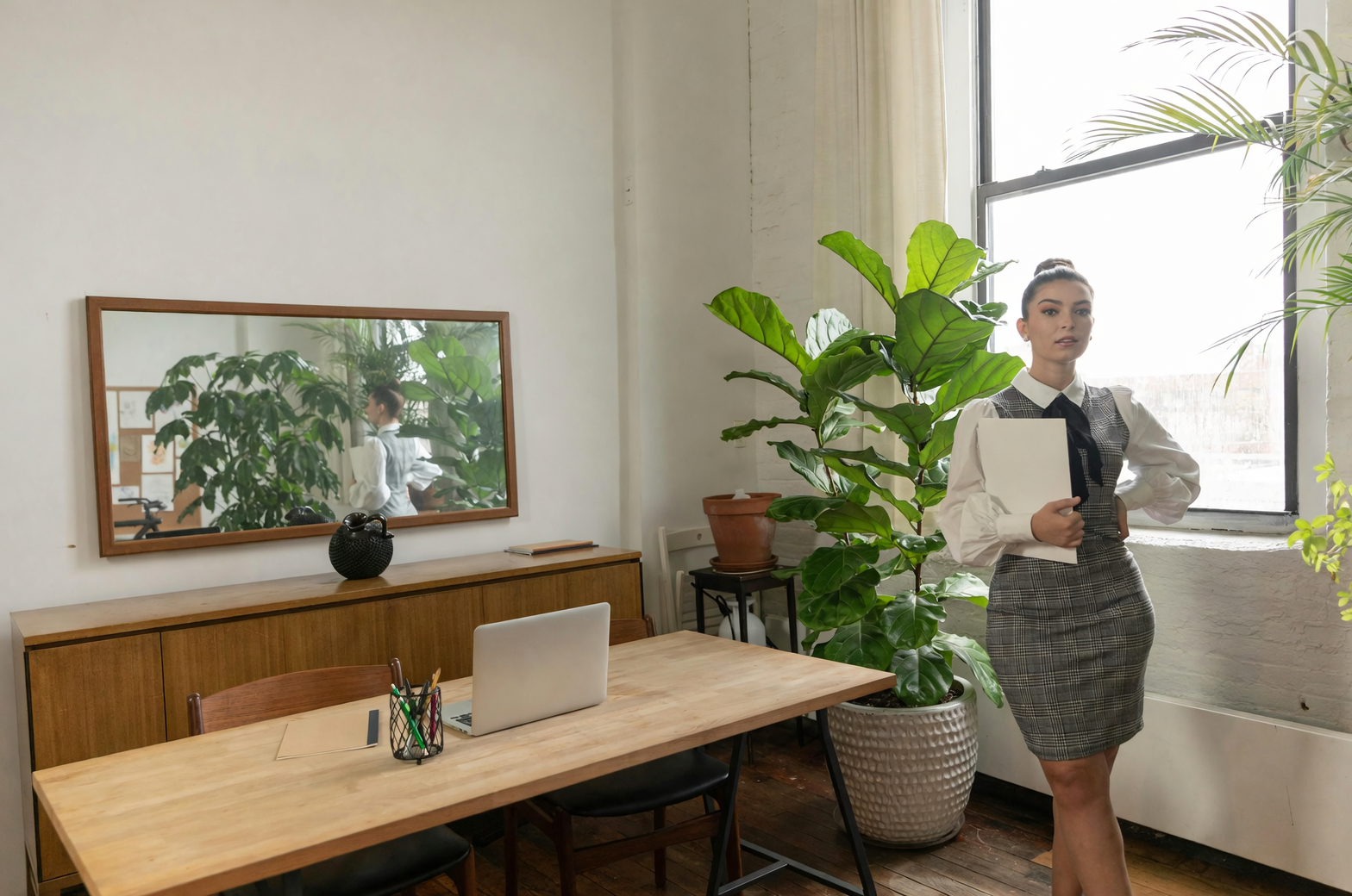 calathea on office desk