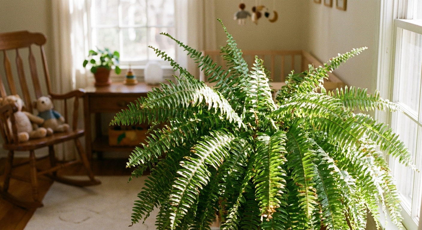 boston fern in nursery