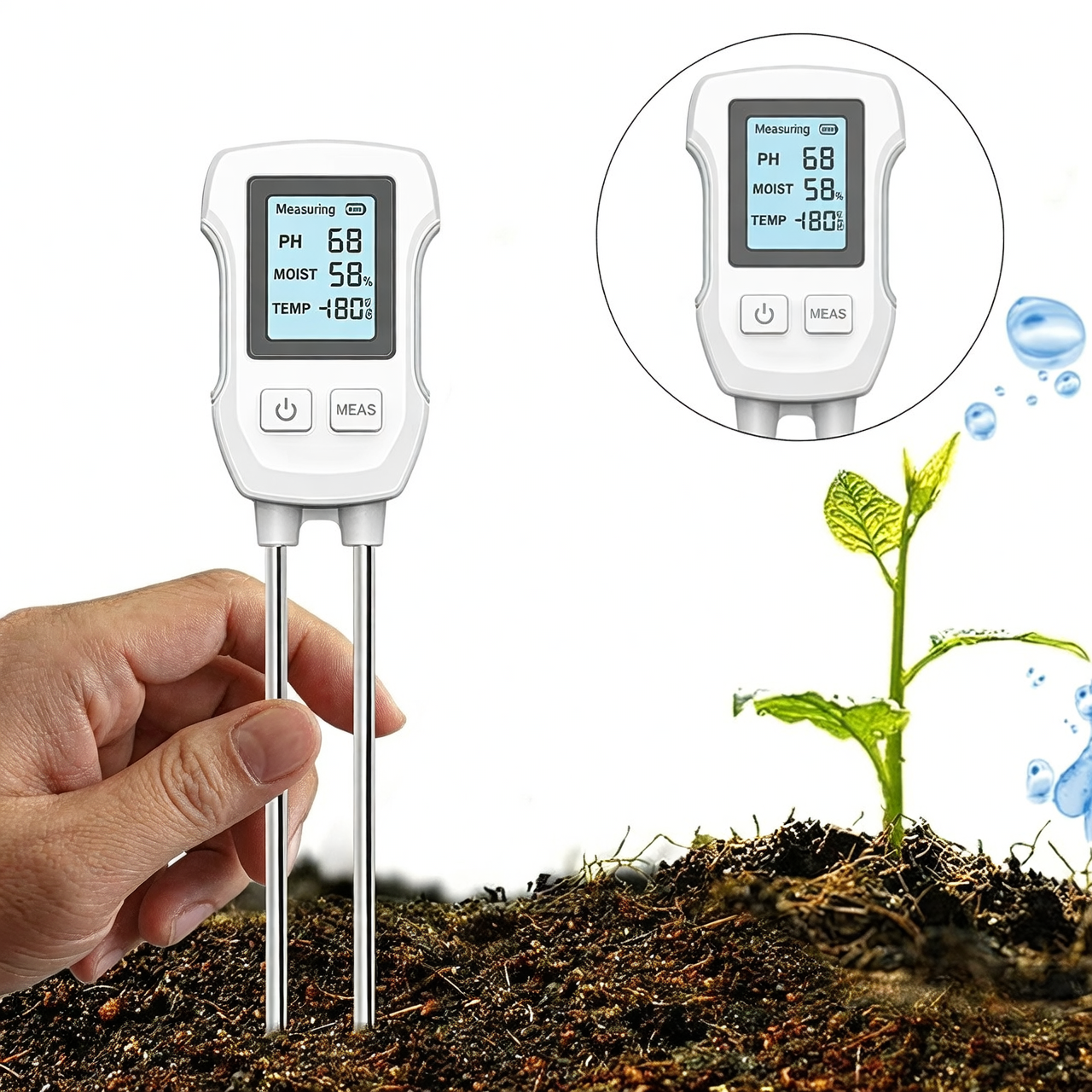 digital soil moisture meter display